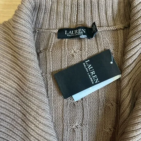 Lauren Ralph Lauren Women's Brown Collar Cardigan Sweater Size L NWT - Picture 5 of 9